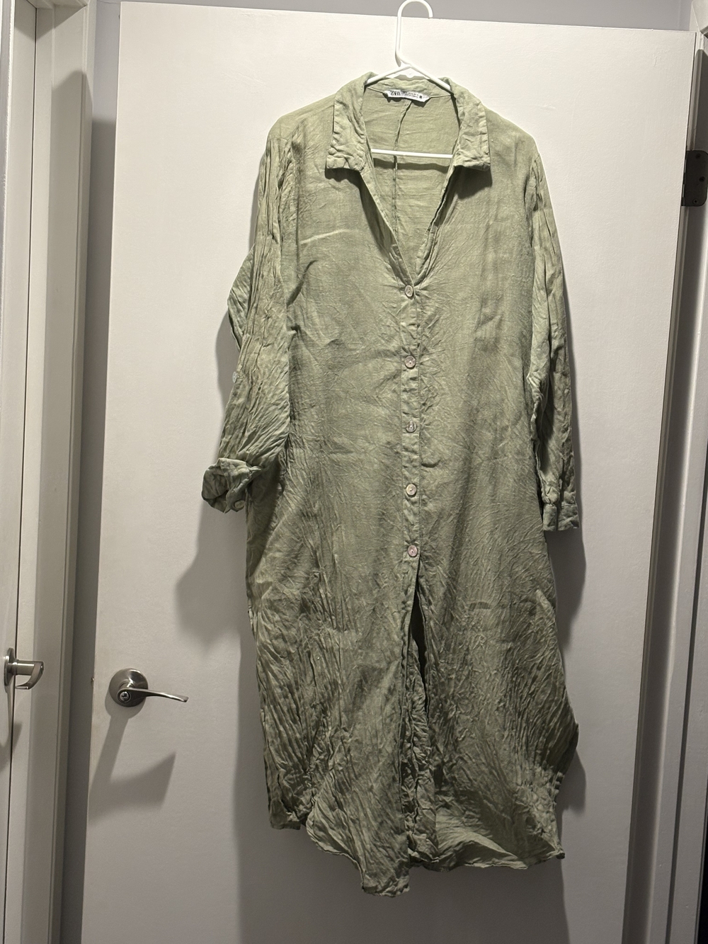 Zara Light Sage Button-Front Maxi Dress